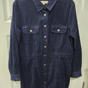 LOFT Navy Corduroy Button-Down Dress Size 14